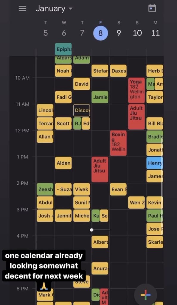 Calendar filled a week out